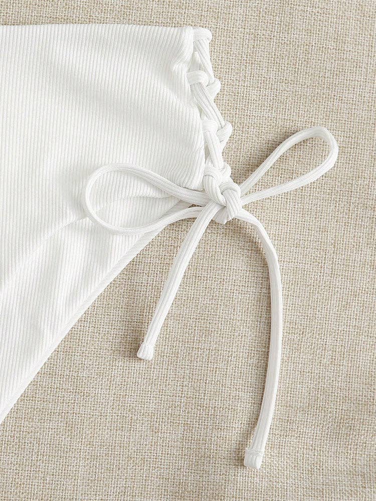 Ladies Solid Color Shoulder String Tie Bikini Set RFD-9684