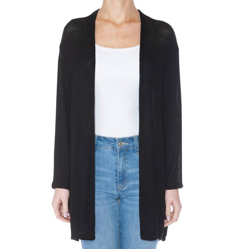 SLUBBED HACCI MIDI LONG SLEEVE DUSTER W/SIDE SLITS-F76353