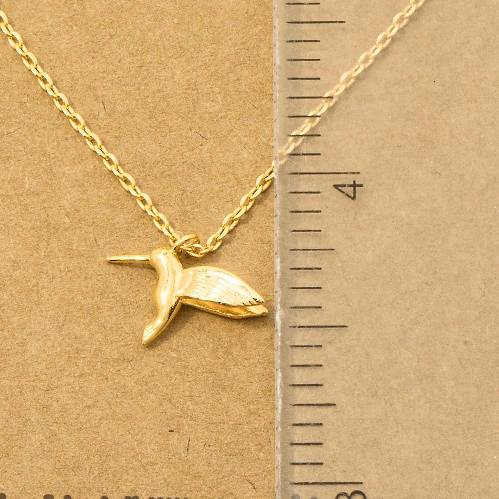 Gold Dipped Humming Bird Pendant Necklace