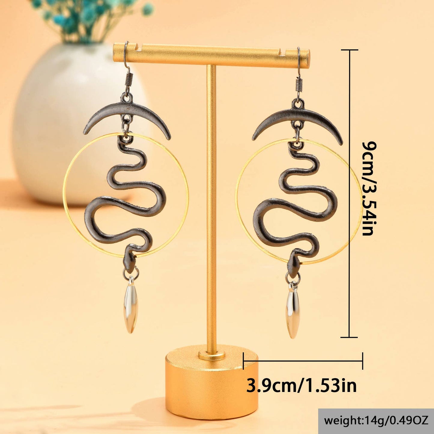 Retro irregular geometric snake cone earrings