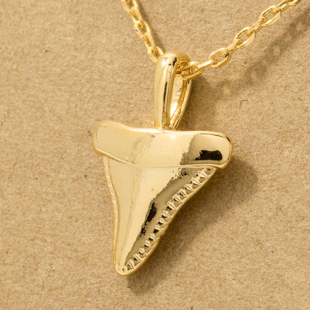 Gold Dipped Shark Tooth Pendant Necklace