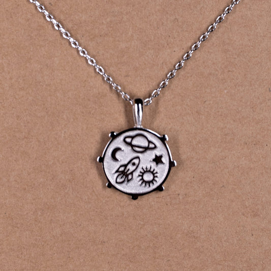 Space Coin Pendant Necklace