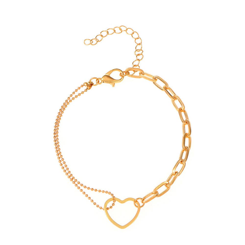 French Vintage Double Layer Bracelet for Women with Geometric Design