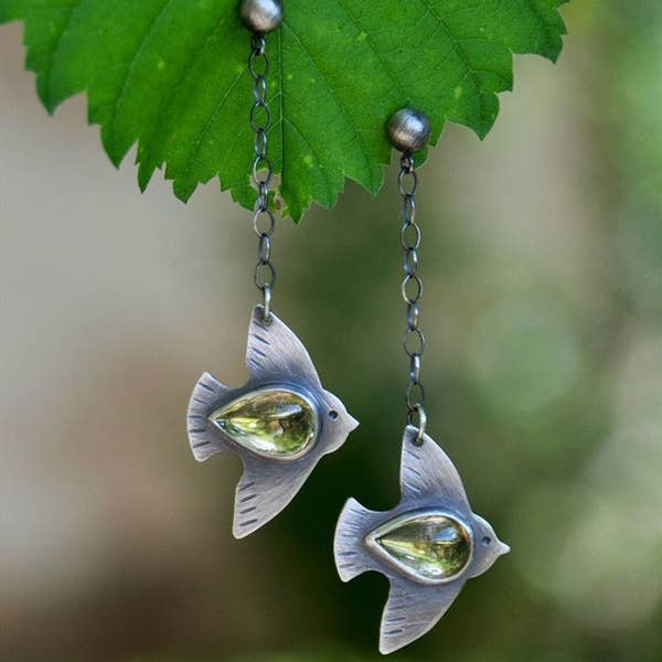 Simple Swallow Earrings Elegant Crystal Bird Earrings