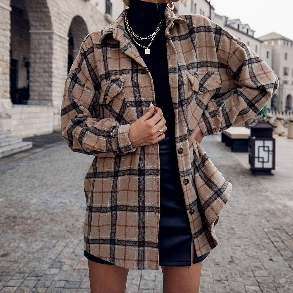 Plaid Drop Shoulder Shacket