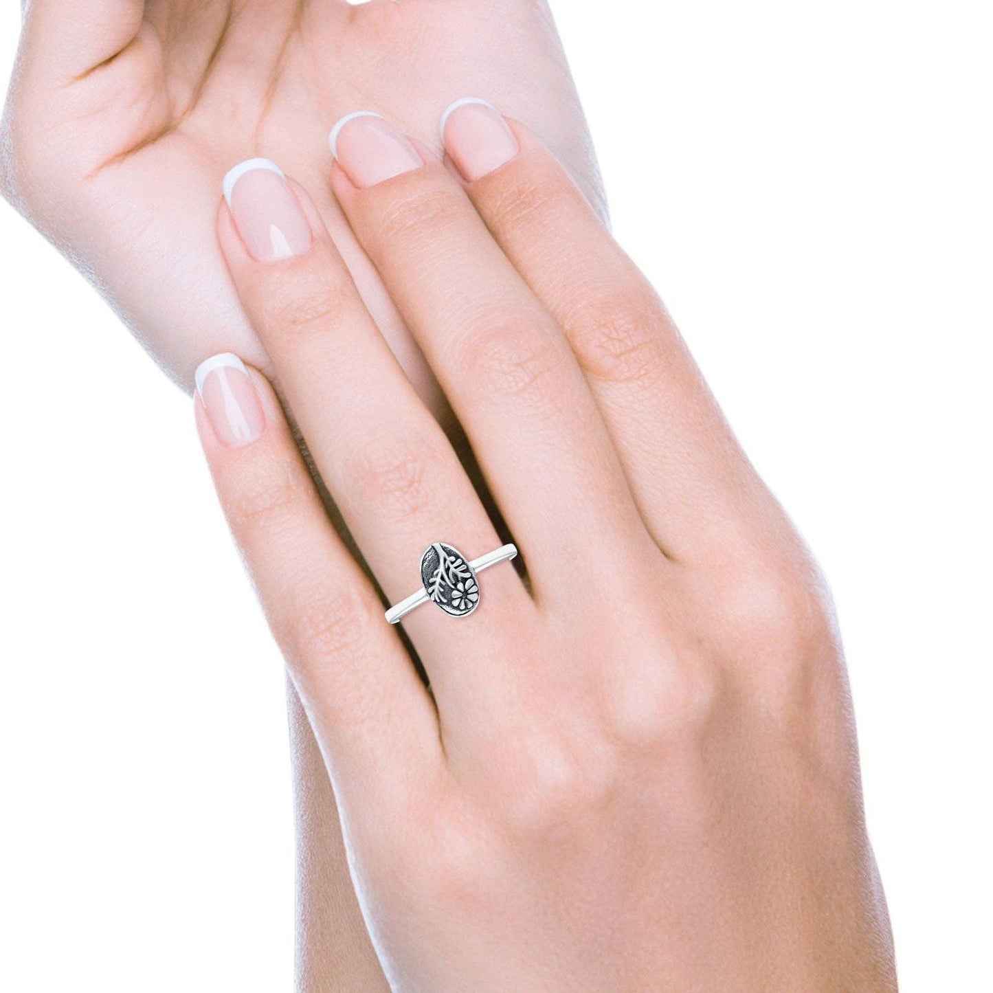 Flowers Oxidized Band Thumb Ring (9.5mm)