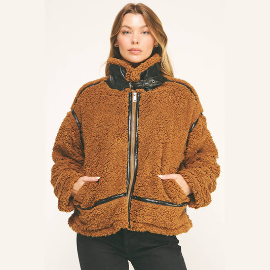 DEVIN FAUX SHEARLING AVIATOR JACKET