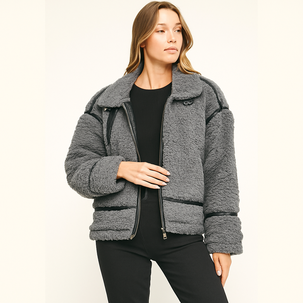 DEVIN FAUX SHEARLING AVIATOR JACKET