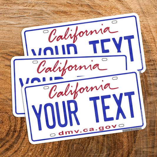 California Plate Souvenir Sticker with Your City, Text