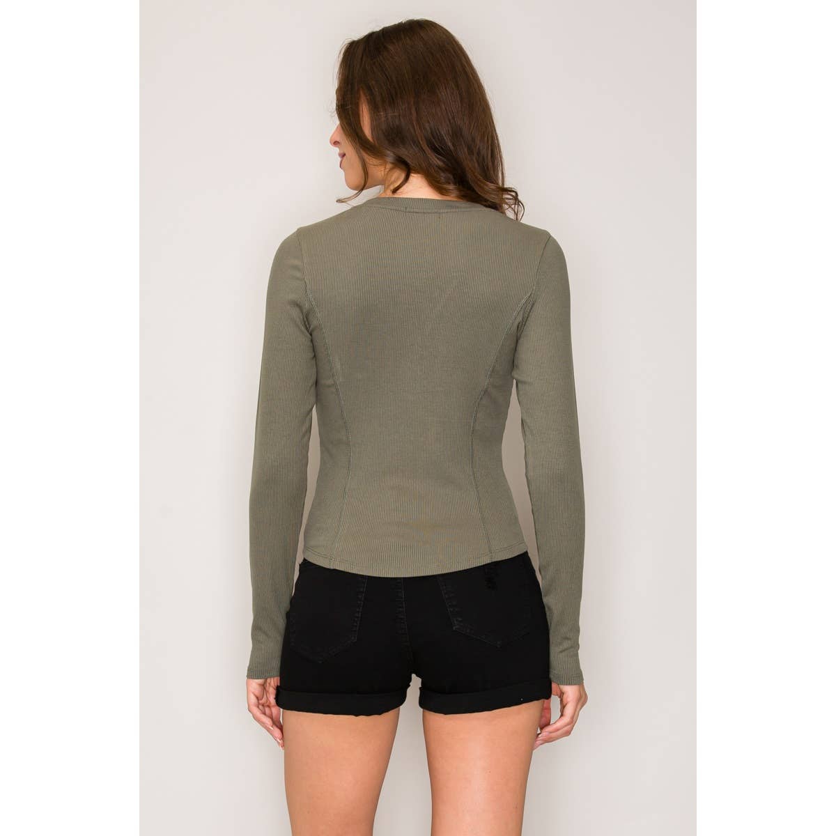 Long Sleeve Henley Top with Snaps