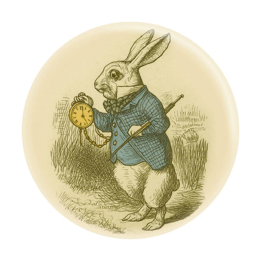 1.5" Button - Alice Adventures In Wonderland - White Rabbit