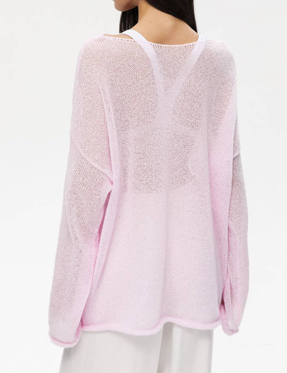 Ladies Solid Color Hollow Knit Top MY0106