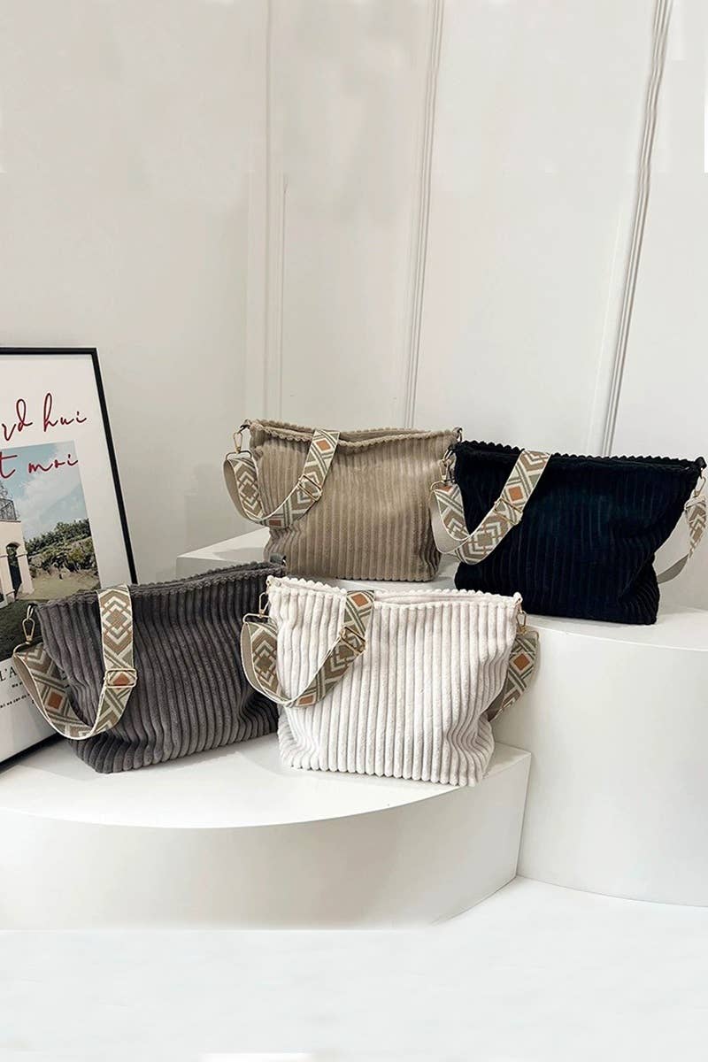 `.0806 Corduroy Tote Bag With Guitar Shoulder Strap SI-28151