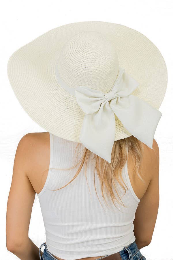 Solid Colored Bow Detailed Toyo Straw Sun Hat