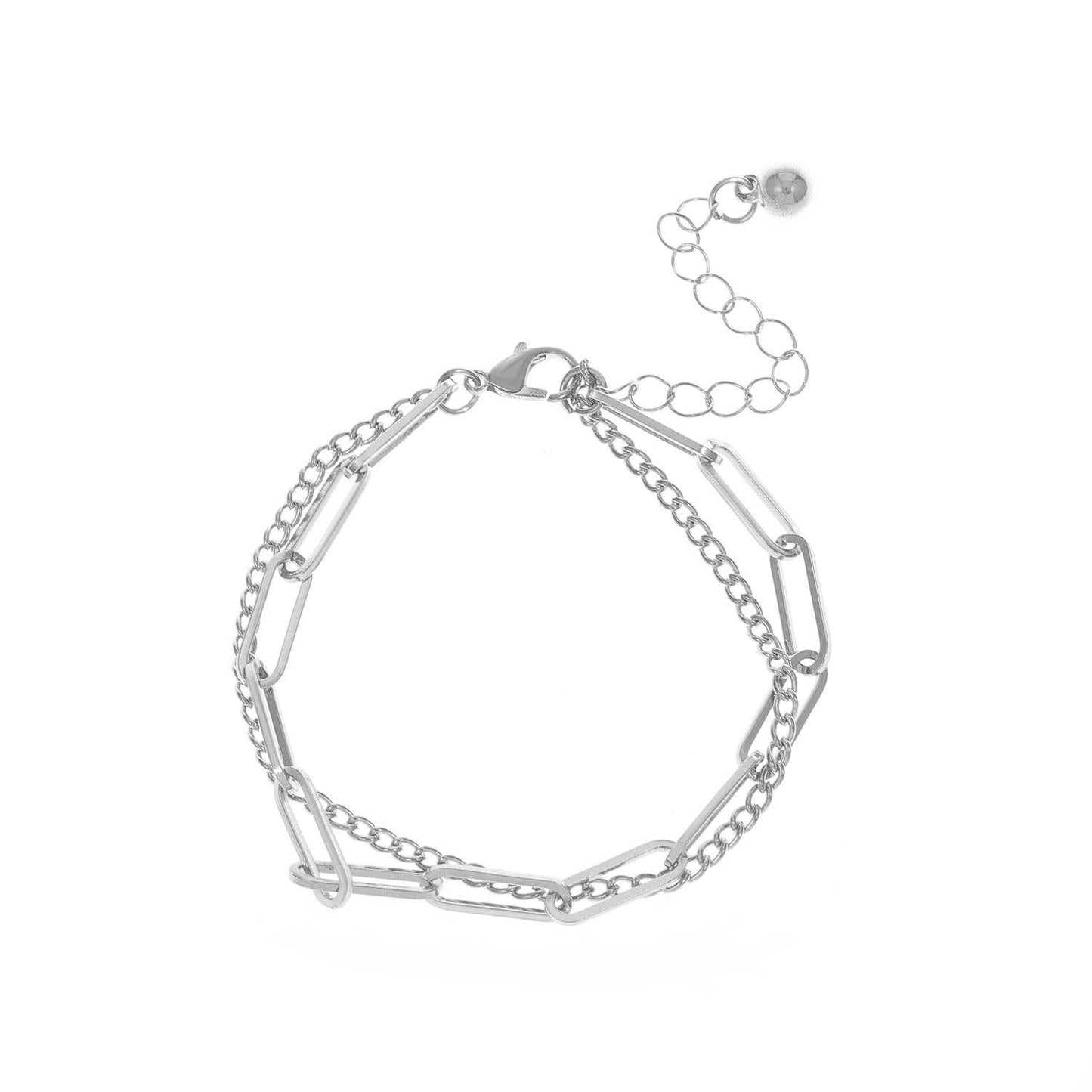 French Vintage Double Layer Bracelet for Women with Geometric Design