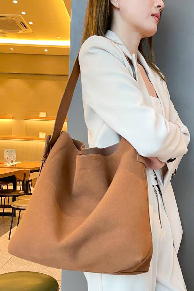 1110 Large Capacity Suede Bucket Tote Bag SI-29025