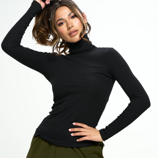 RIBBED TURTLE NECK SWEATER LONG SLEEVE TOP-F67933-D9