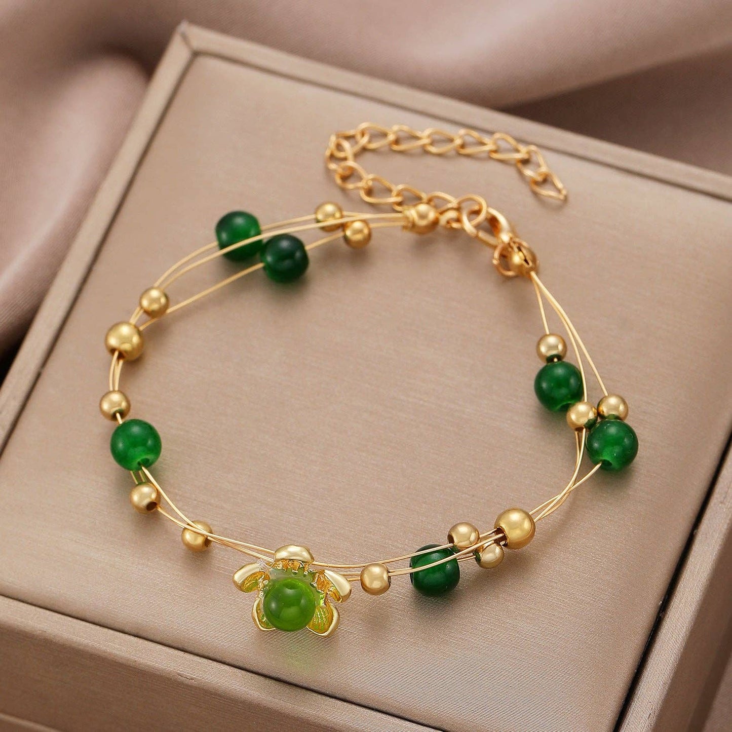French Vintage Double Layer Bracelet for Women with Geometric Design