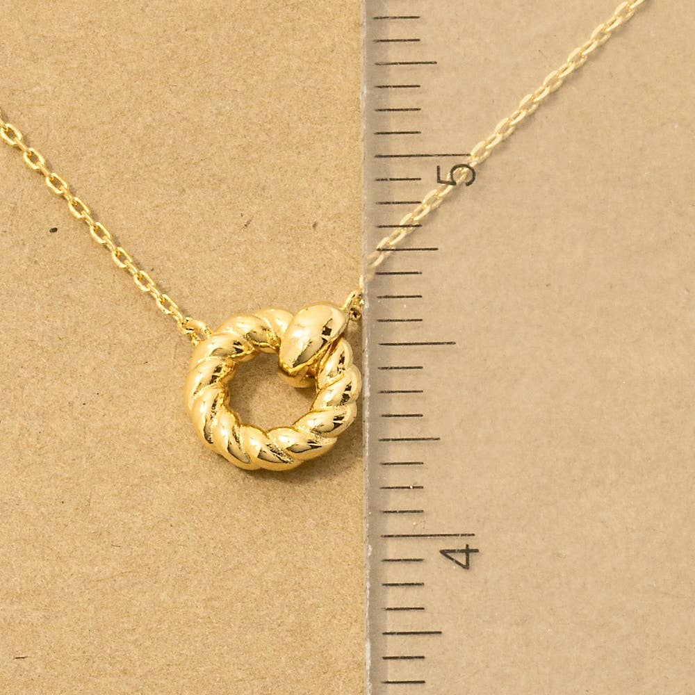 Gold Dipped Twisted Hoop Pendant Necklace