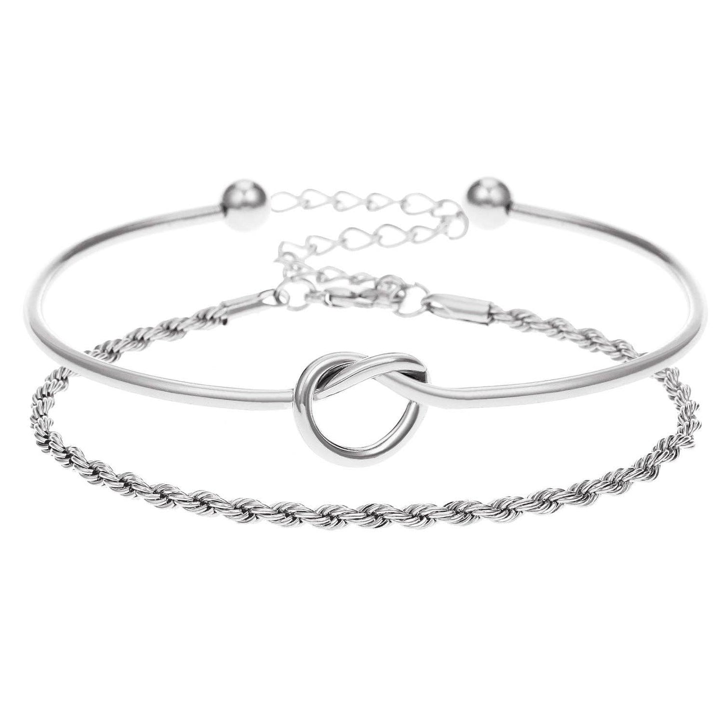 French Vintage Double Layer Bracelet for Women with Geometric Design
