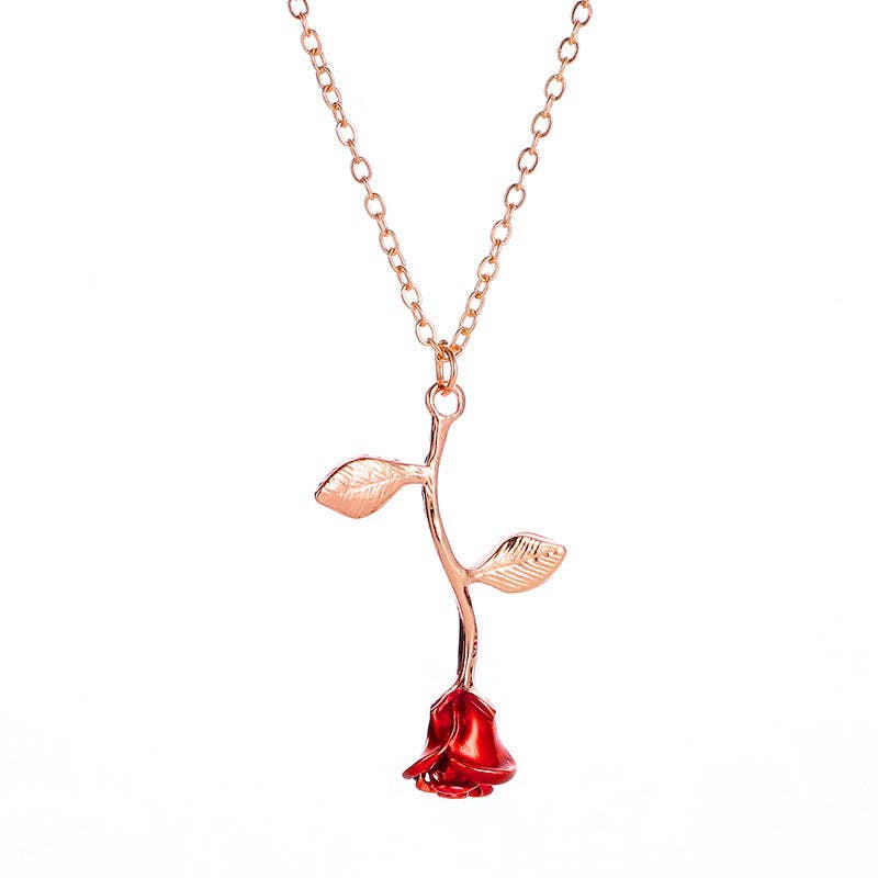 Gothic Heart Rose Flower Necklace for Women