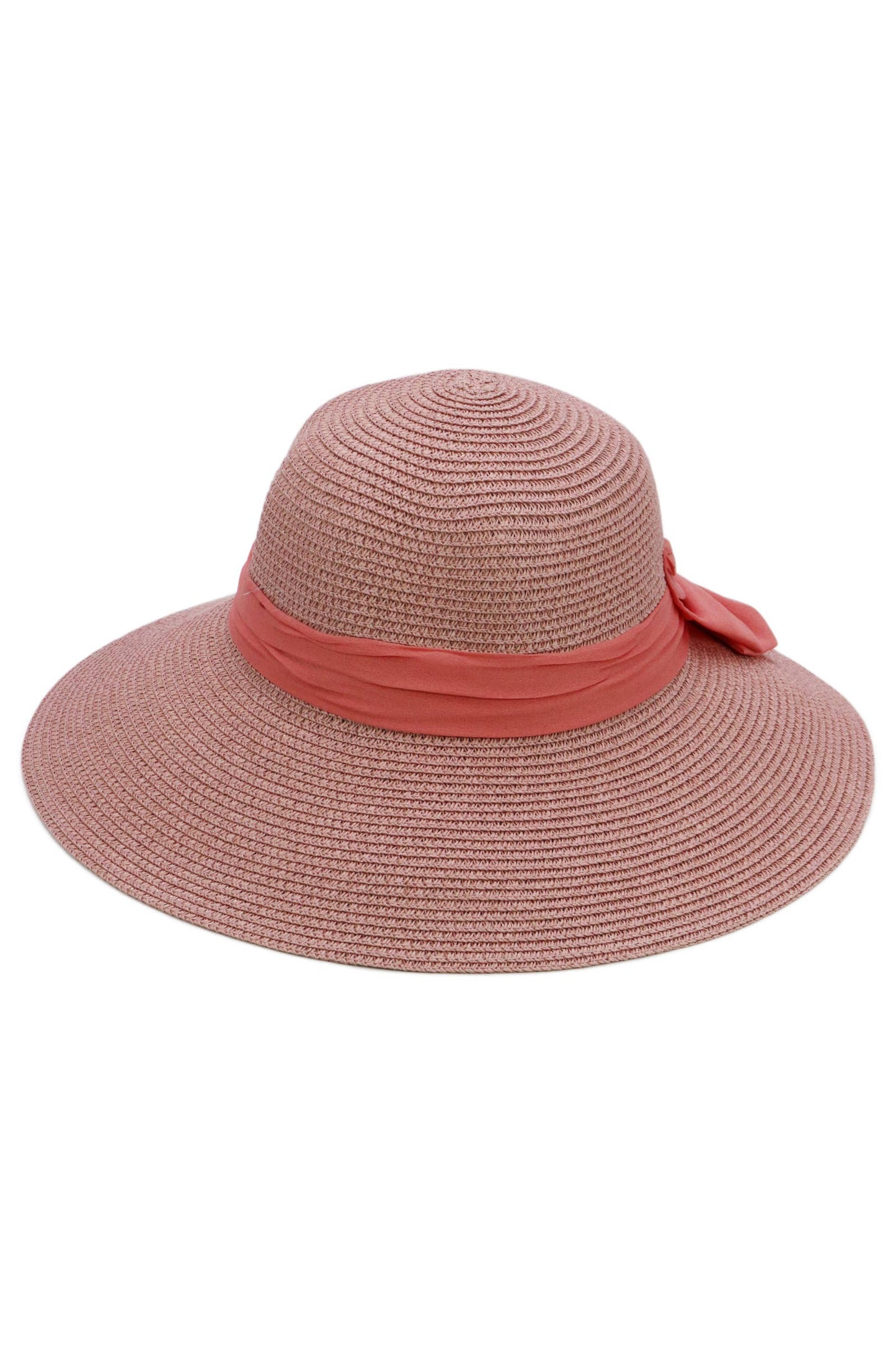 Satin Derby Bow Bucket Straw Sun Hat
