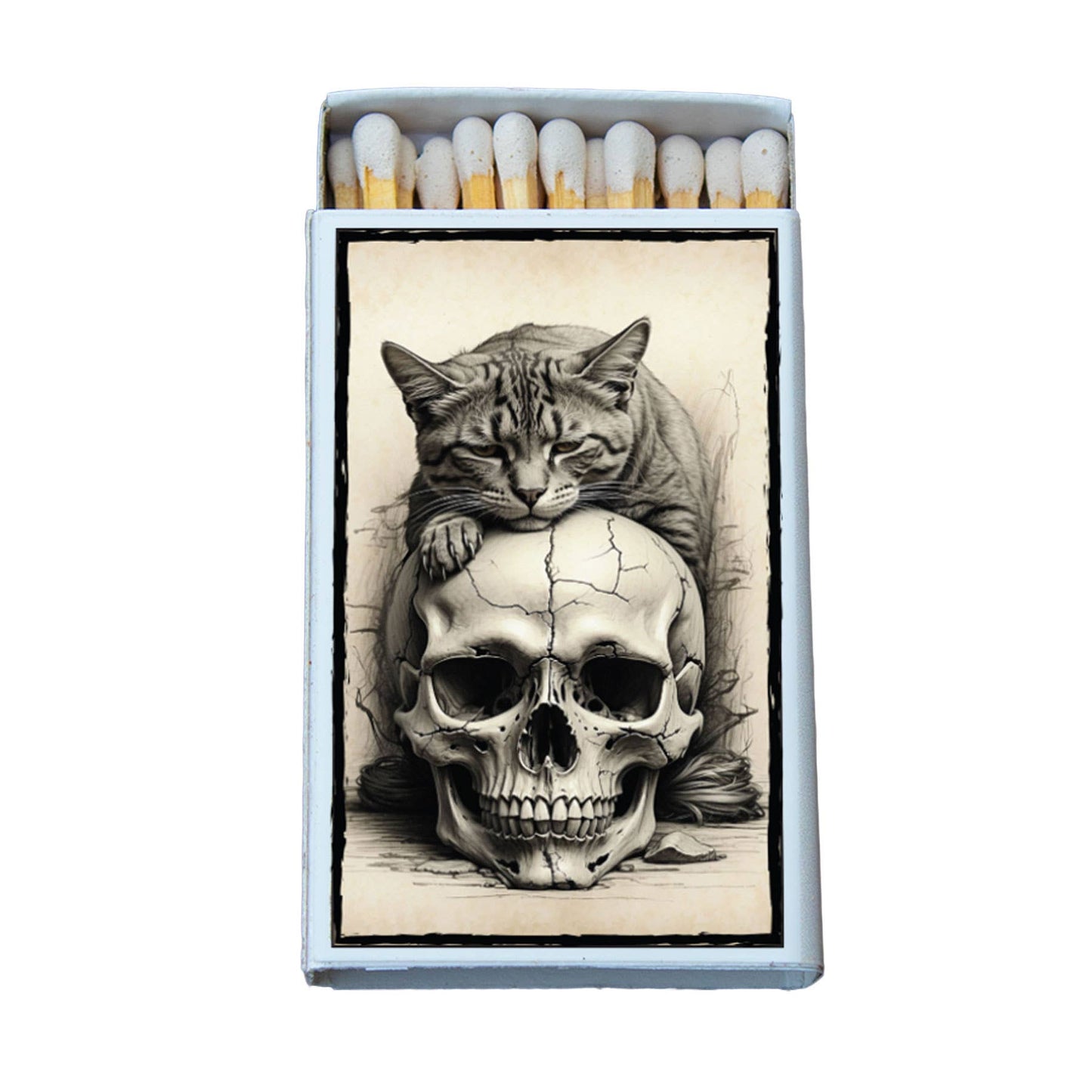 Matches • Cat on Skull • Home Decor for Candles and Incense