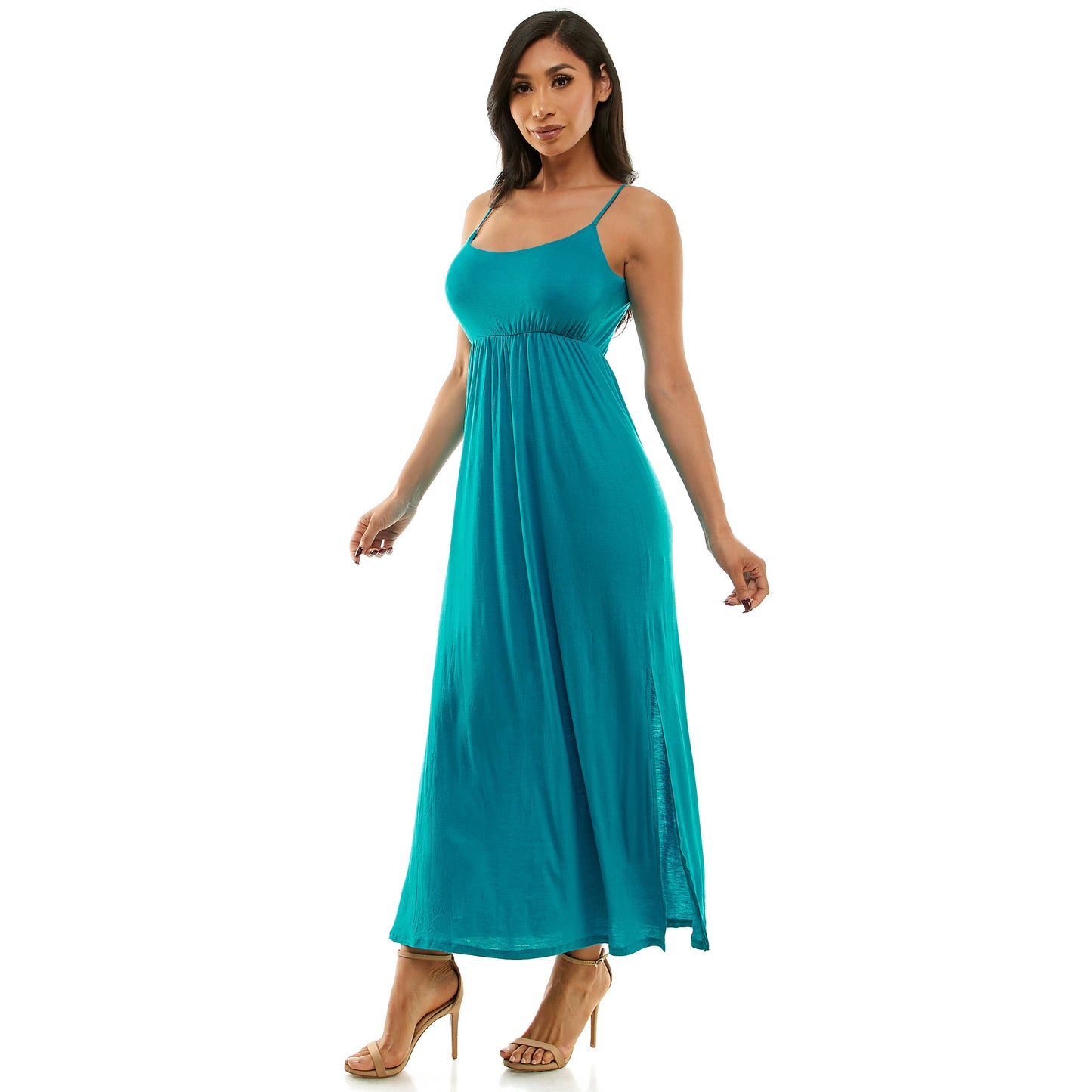 SPAGHETTI STRAP EMPIRE WAIST MAXI DRESS