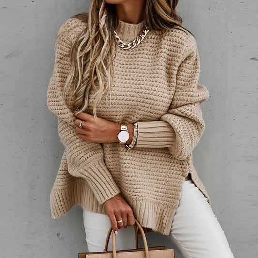 Chunky Knit Side-Split Knit Sweater