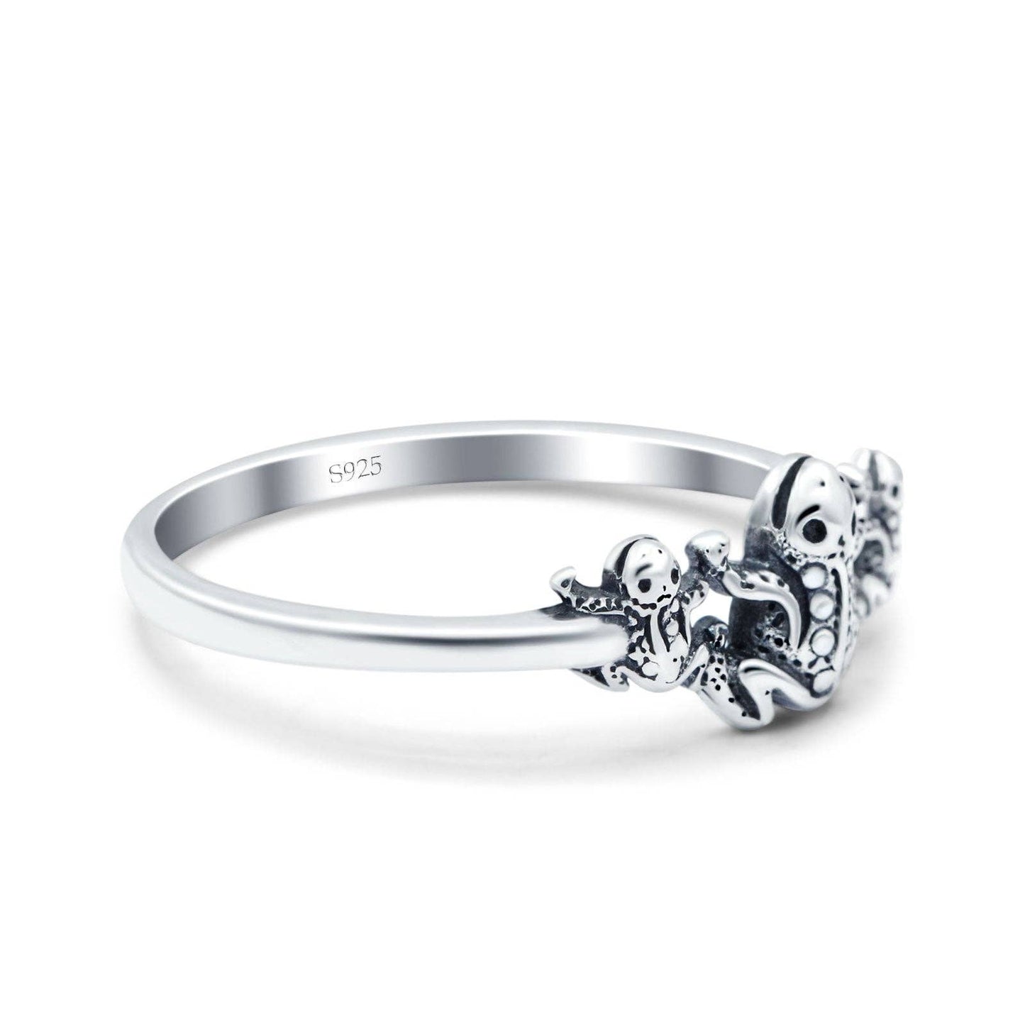 925 Sterling Silver Frogs Ring