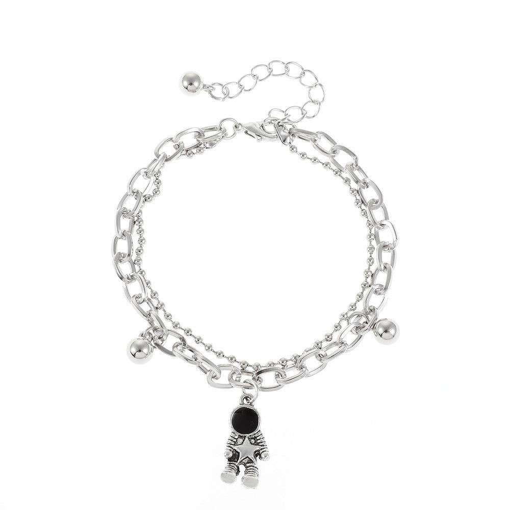 French Vintage Double Layer Bracelet for Women with Geometric Design