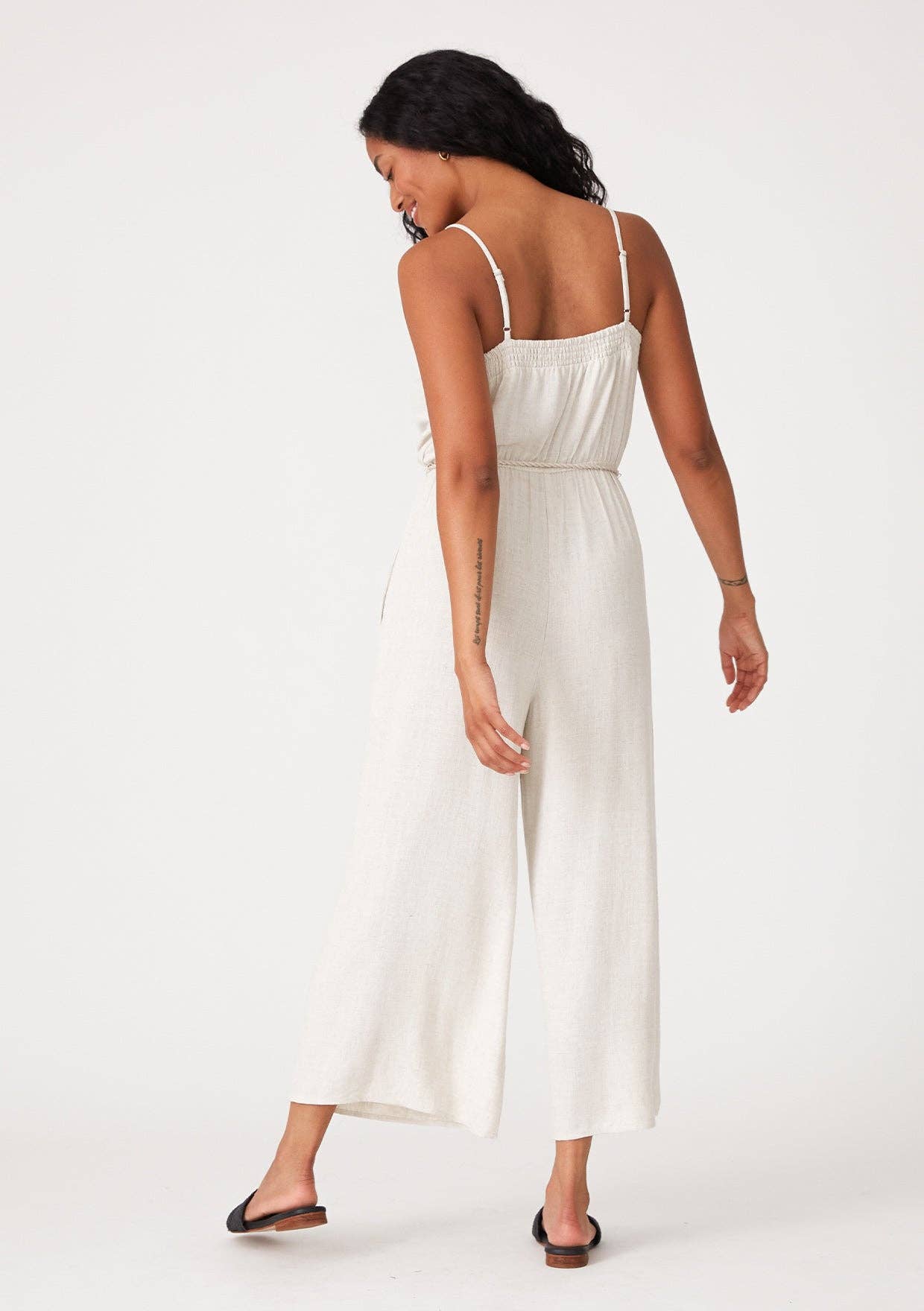 Spaghetti Strap Belted Wide Leg Jumpsuit