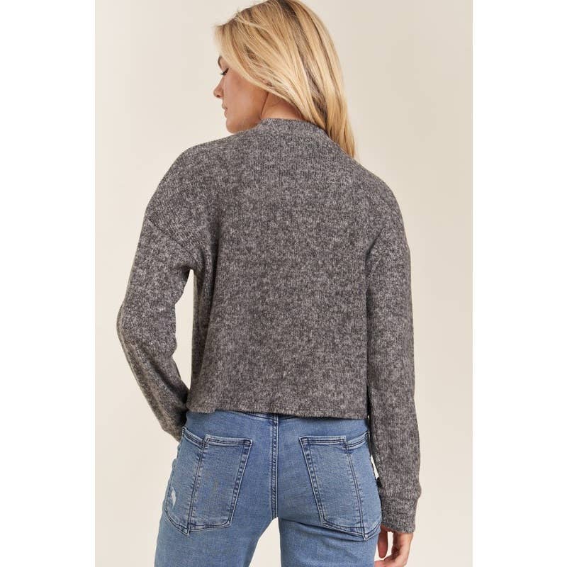Mock Neck Long Sleeve Brushed Sweater Knit Top