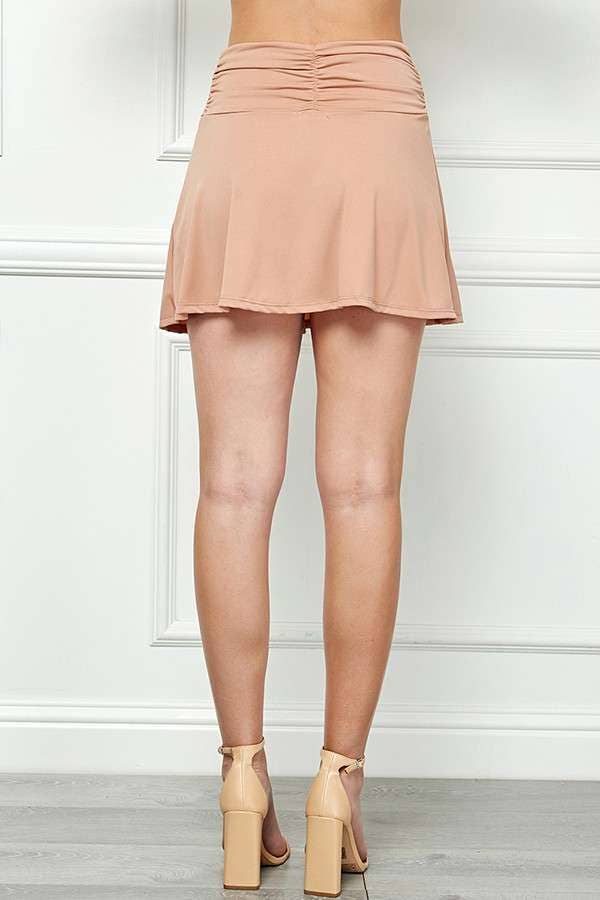 BJ46852 - RUCHED WAISTBAND SKATER SKIRT