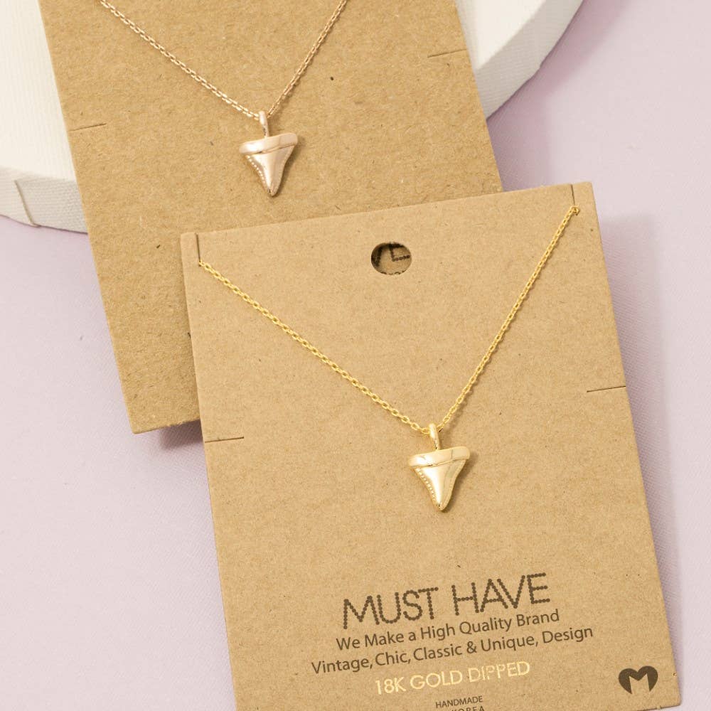 Gold Dipped Shark Tooth Pendant Necklace