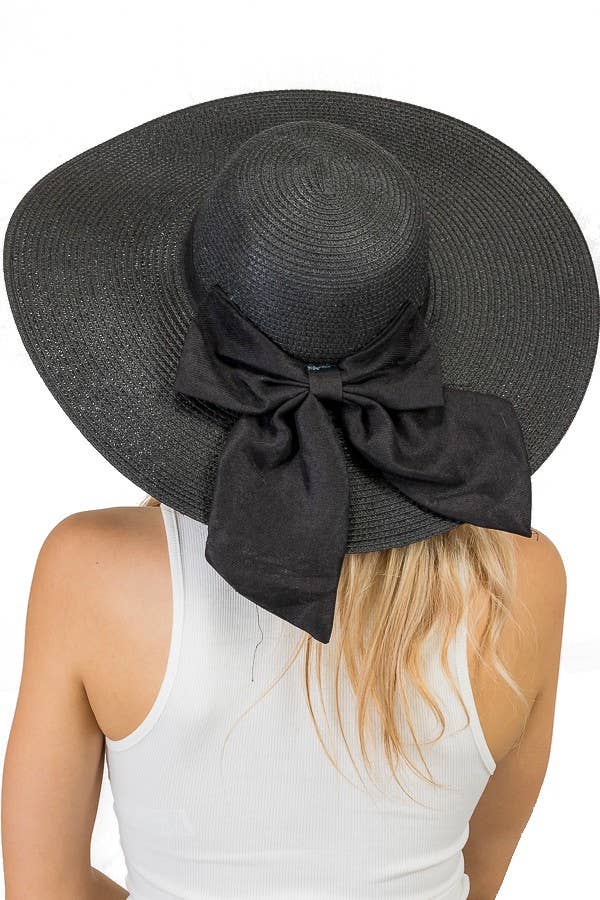 Solid Colored Bow Detailed Toyo Straw Sun Hat