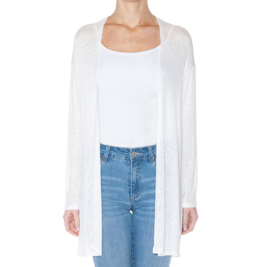 SLUBBED HACCI MIDI LONG SLEEVE DUSTER W/SIDE SLITS-F76353