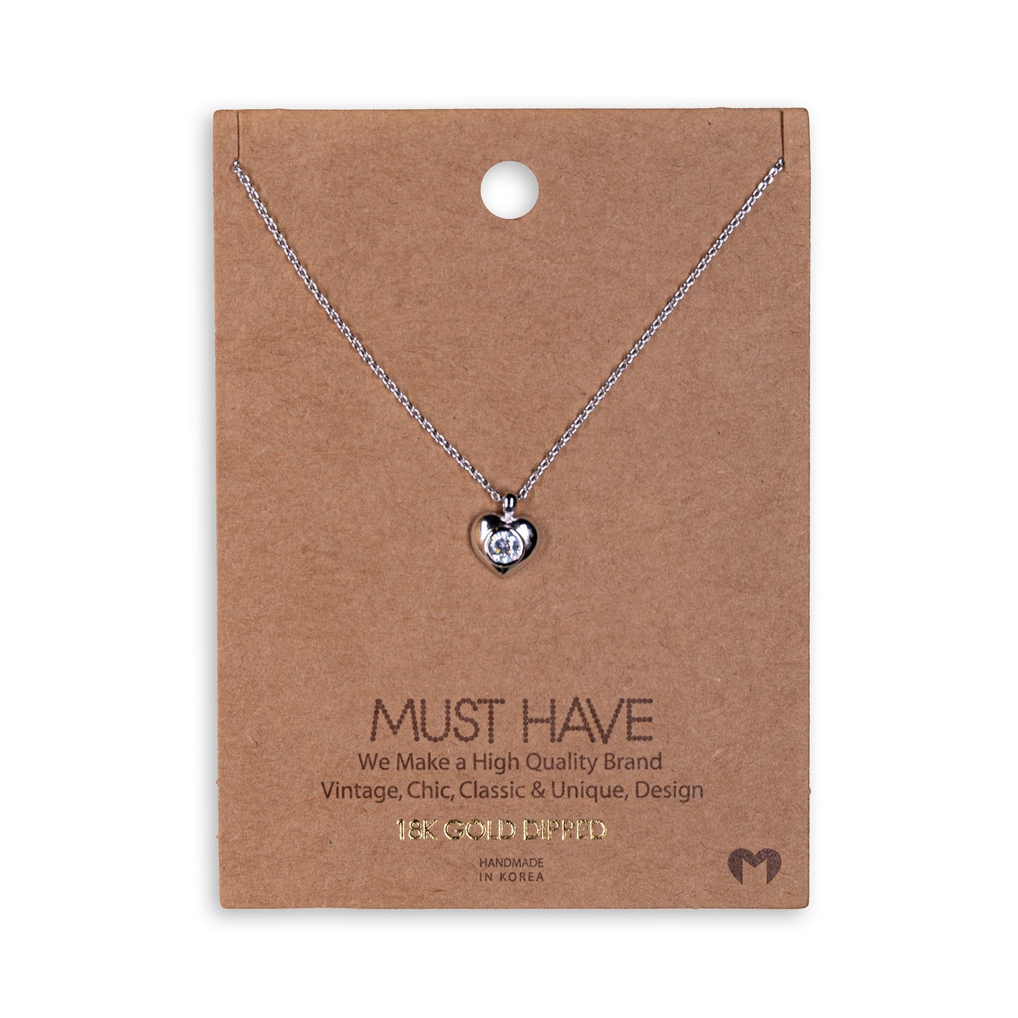 Mini Heart Rhinestone Pendant Necklace
