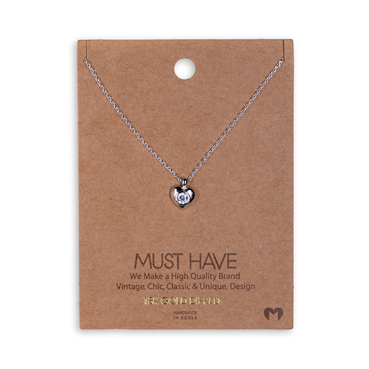 Mini Heart Rhinestone Pendant Necklace