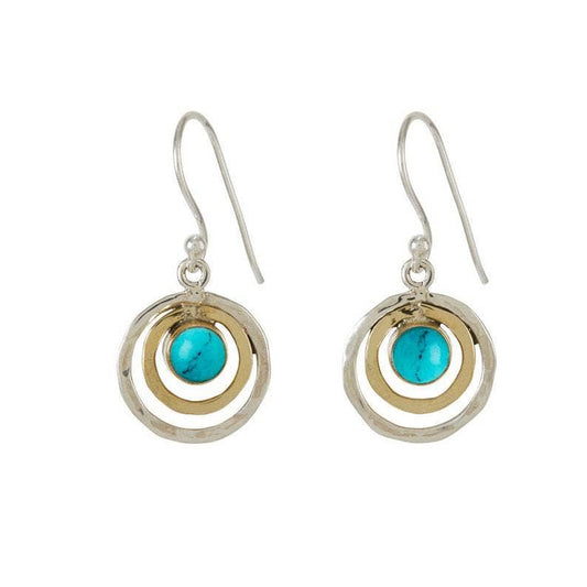 Vintage hoop hollow inlaid emerald earrings