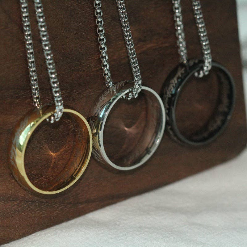 Vintage Lord of the Rings Pendant Ring Necklace for Men and Women