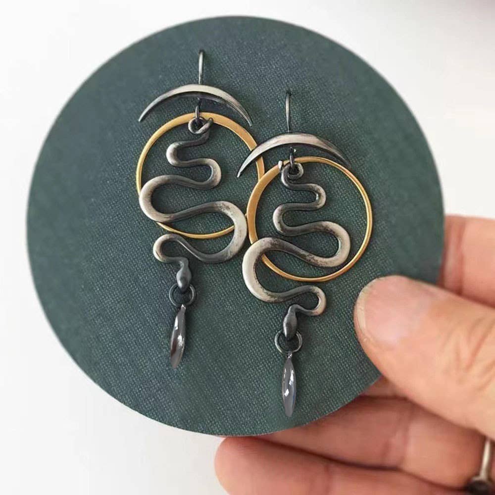 Retro irregular geometric snake cone earrings
