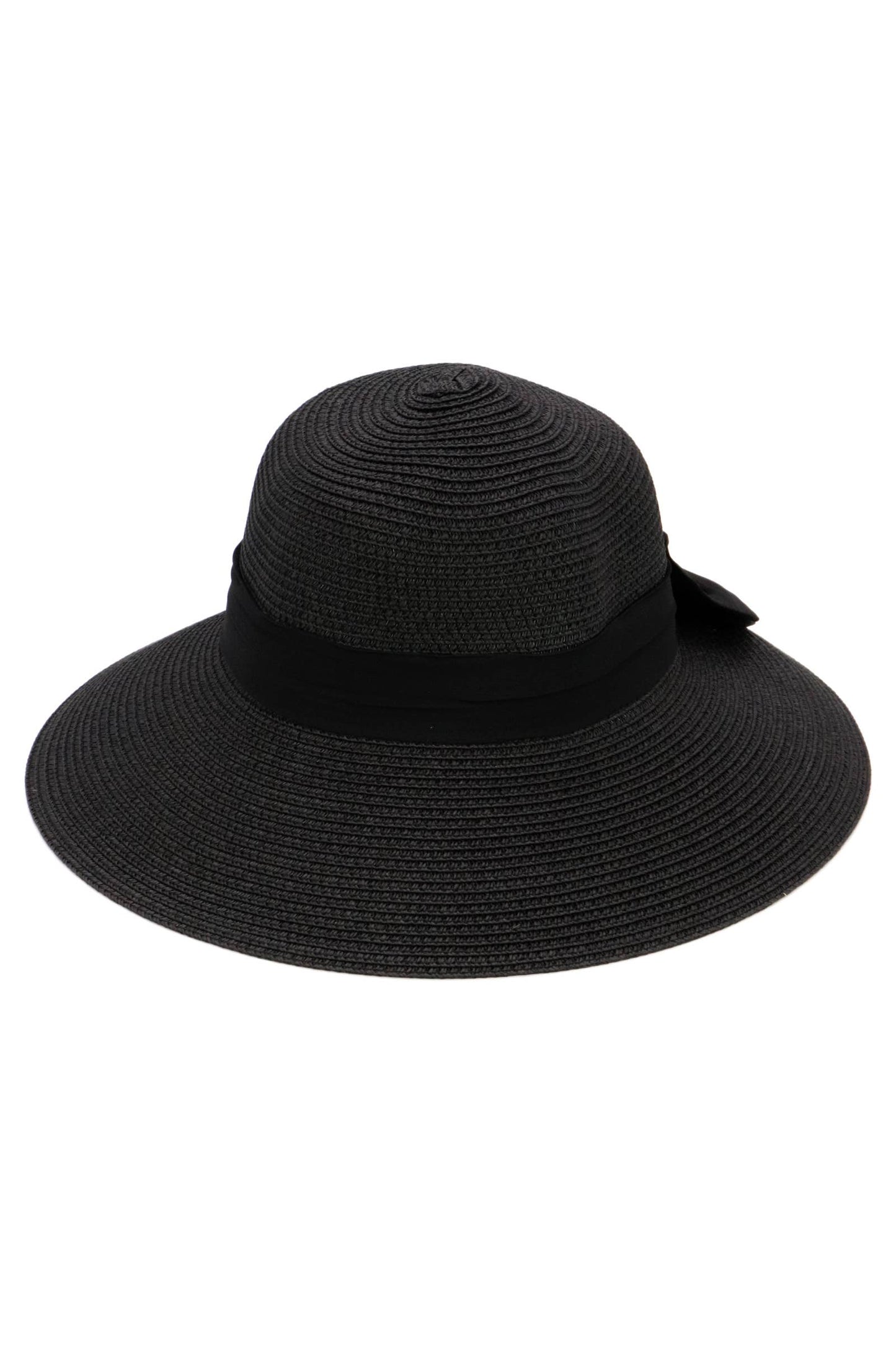 Satin Derby Bow Bucket Straw Sun Hat