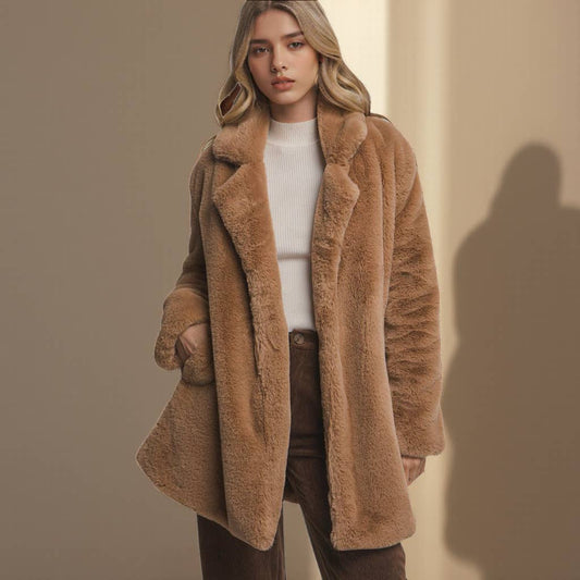 Long Sleeve Faux Fur Coat