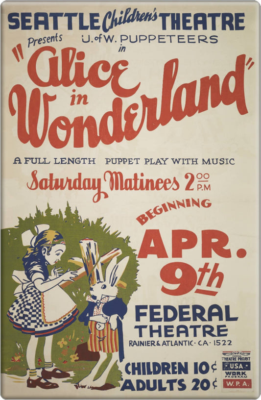Magnet - Alice In Wonderland 1930s Puppet Theatre Ad Repro