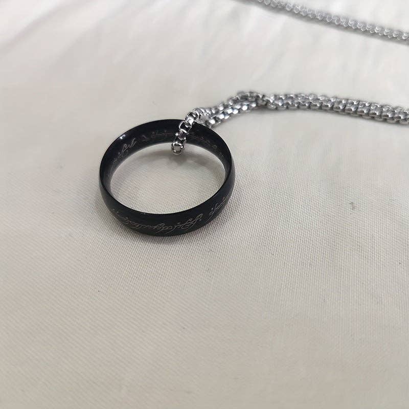 Vintage Lord of the Rings Pendant Ring Necklace for Men and Women
