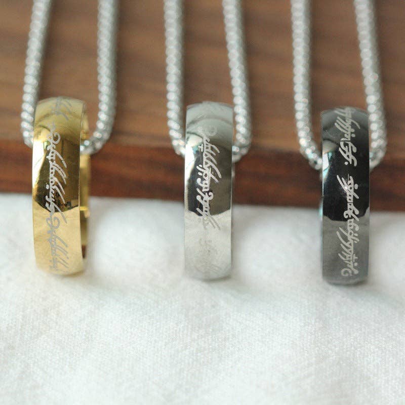 Vintage Lord of the Rings Pendant Ring Necklace for Men and Women