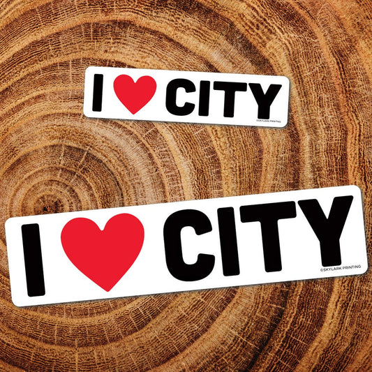 I Heart Your Town Custom Name Drop Souvenir Sticker