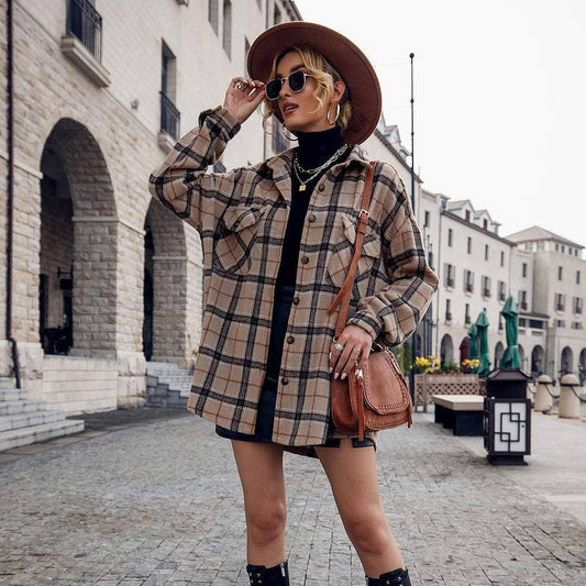 Plaid Drop Shoulder Shacket