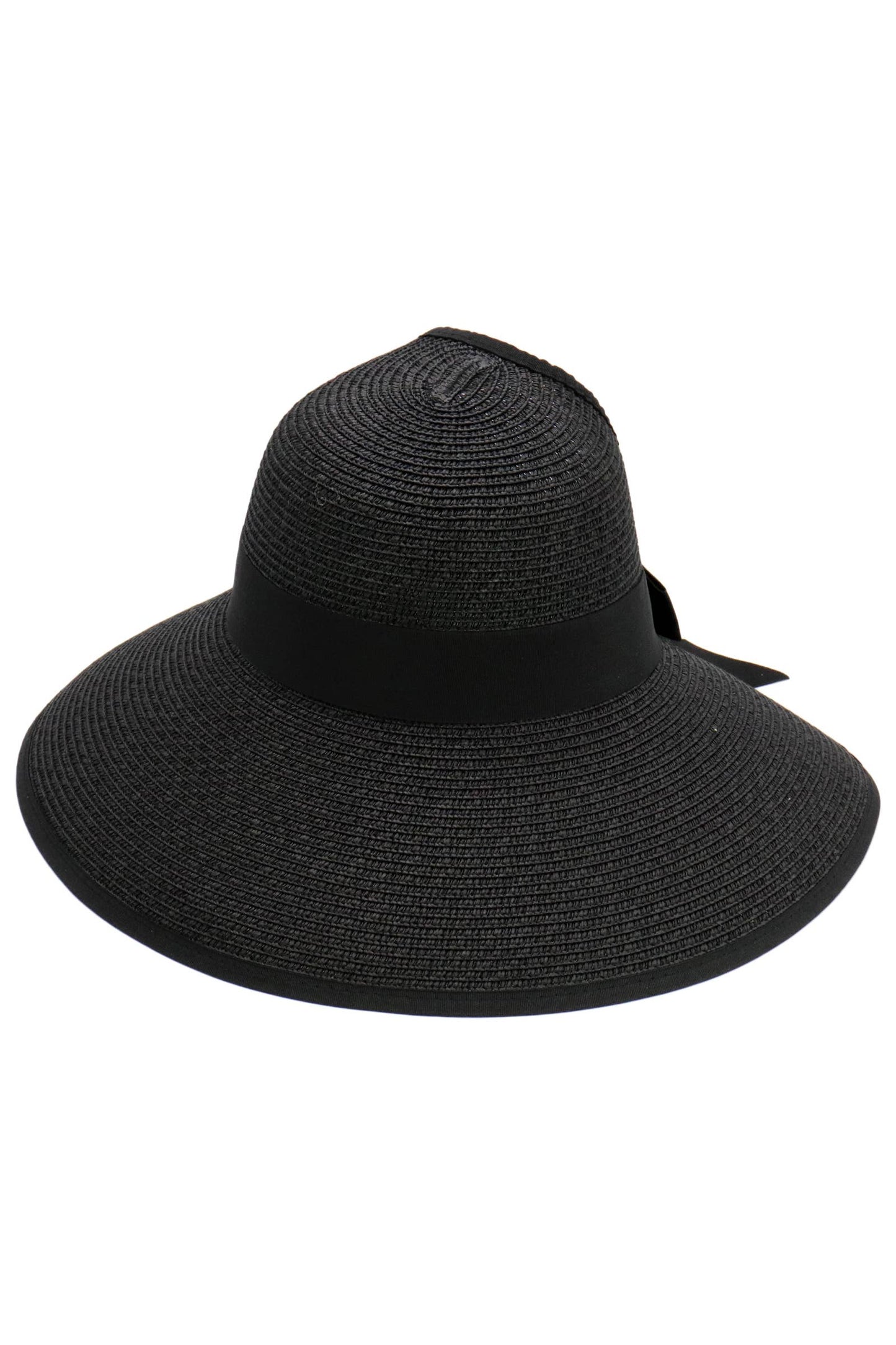 Black Bow Ponytail Straw Visor Dome Derby Sun Hat
